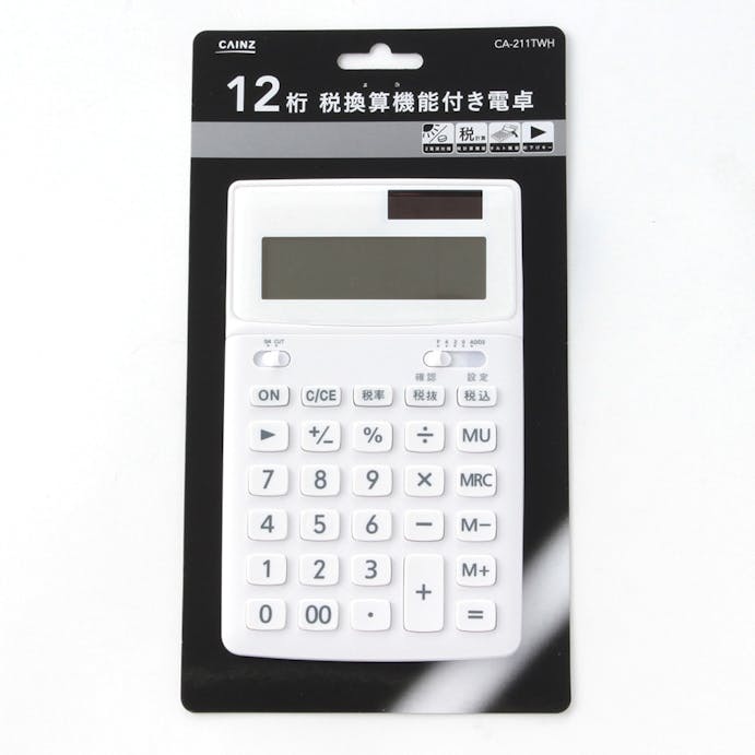 12桁 税換算機能付き電卓 CA-211T ホワイト