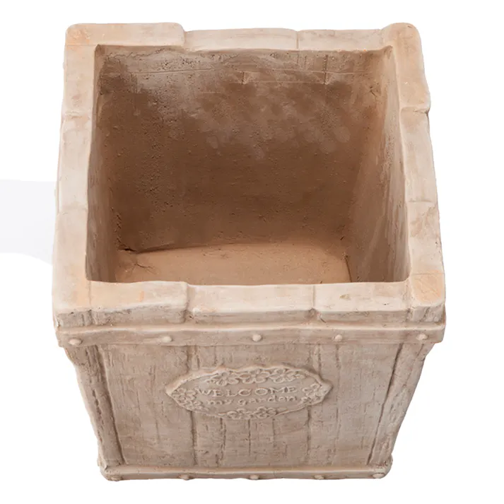 カインズ ウッド調スクエアーポット M ブラウン