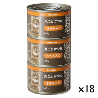 【ケース販売】Pet’sOne キャットミール 丸ごとかつお ささみ入り 3缶×18個入