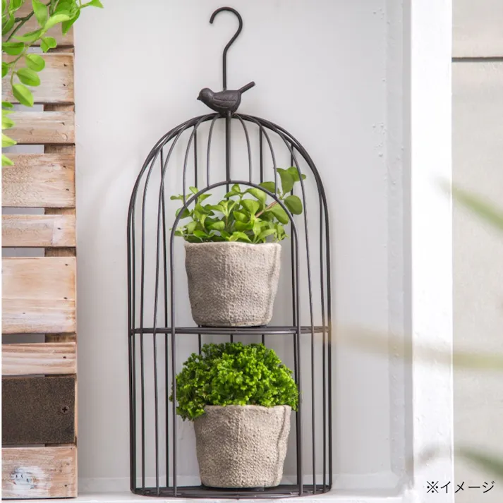 カインズ ワイヤー花台 鳥かごハーフ ブラウン