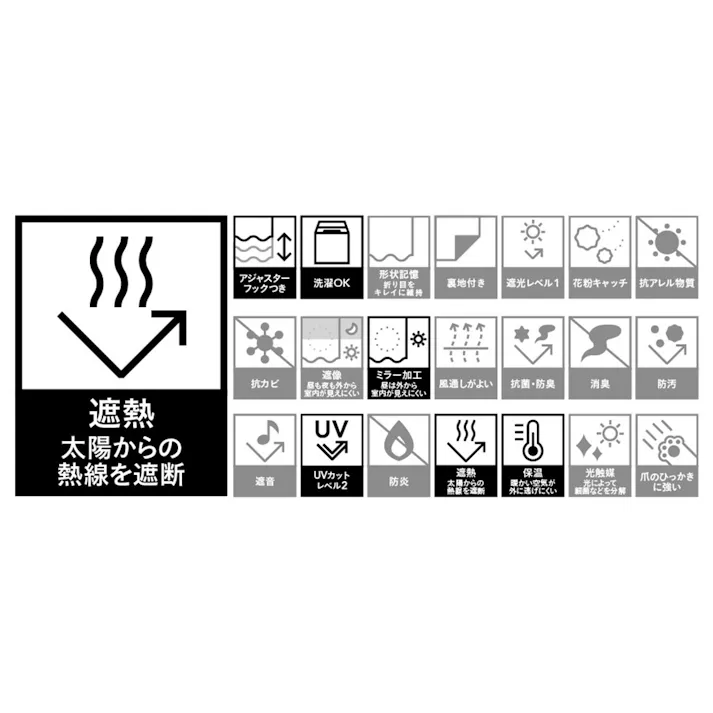 遮熱 ロコ 150×175cm 2枚組 レースカーテン