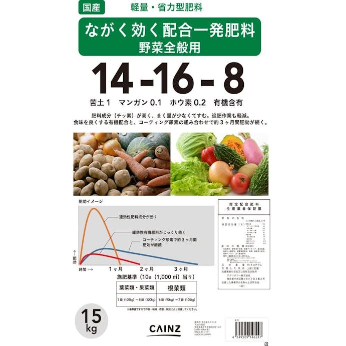 S：ながく効く配合一発肥料･野菜全般14-16-8