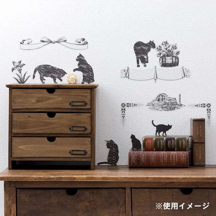 ウォールステッカー ブラックキャット 35×50cm