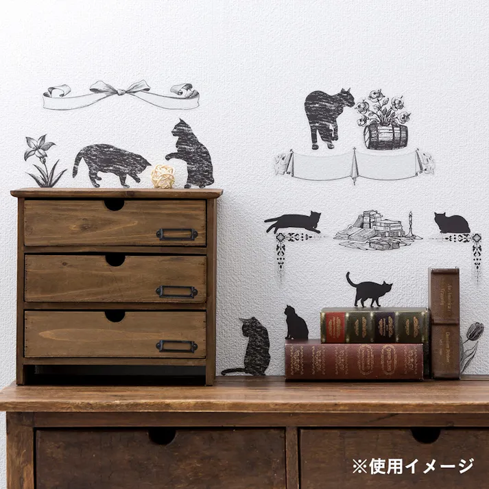 ウォールステッカー ブラックキャット 35×50cm
