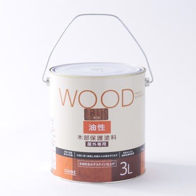 カインズ WOOD 木部保護塗料 屋外専用 油性 丸缶 チーク 3L