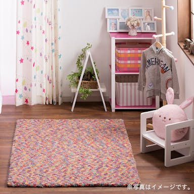 キッズシャギーラグ レッド/ブルー 100×140cm(販売終了)