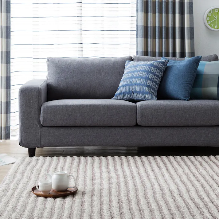 シャギーラグ パウダーボーダー アイボリー 185×185cm