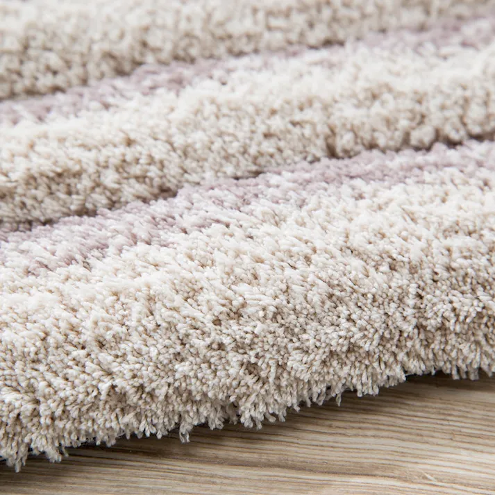 シャギーラグ パウダーボーダー アイボリー 185×185cm