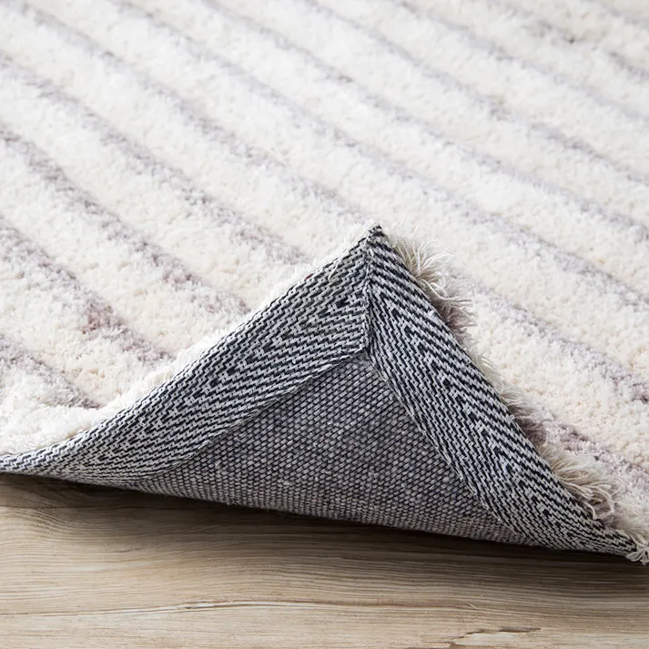 シャギーラグ パウダーボーダー アイボリー 190×240cm