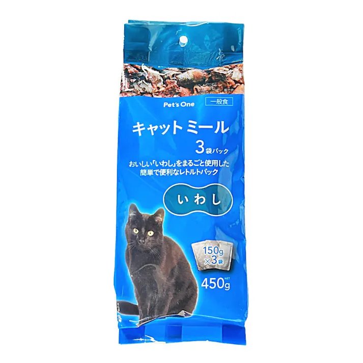Pet’sOne キャットミールパウチ いわし 150g 3袋パック(販売終了)
