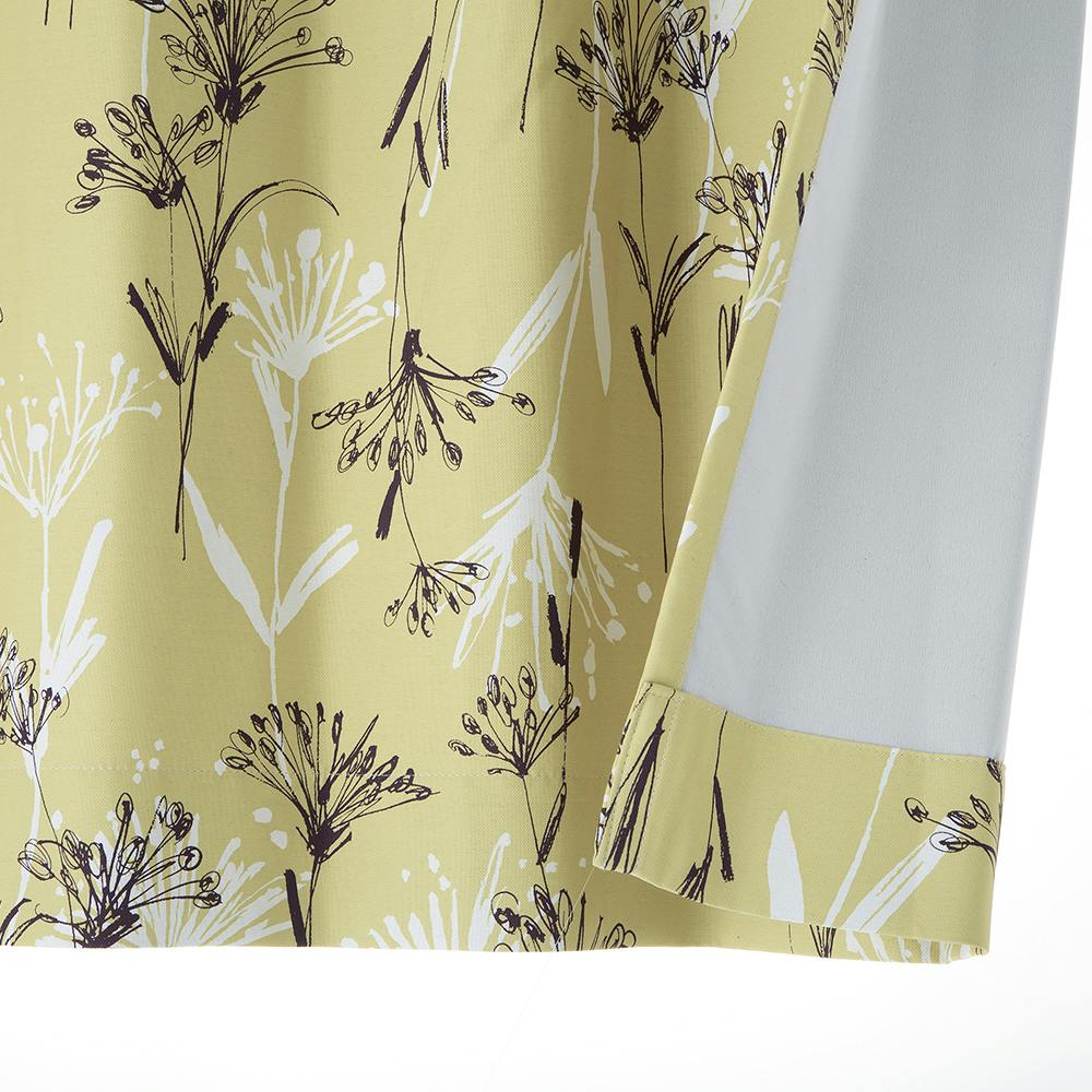 遮光性カーテン フィオーリ イエロー 100×178cm 2枚組