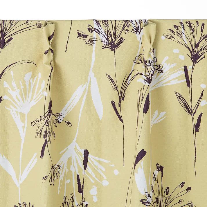 遮光性カーテン フィオーリ イエロー 150×230cm 2枚組