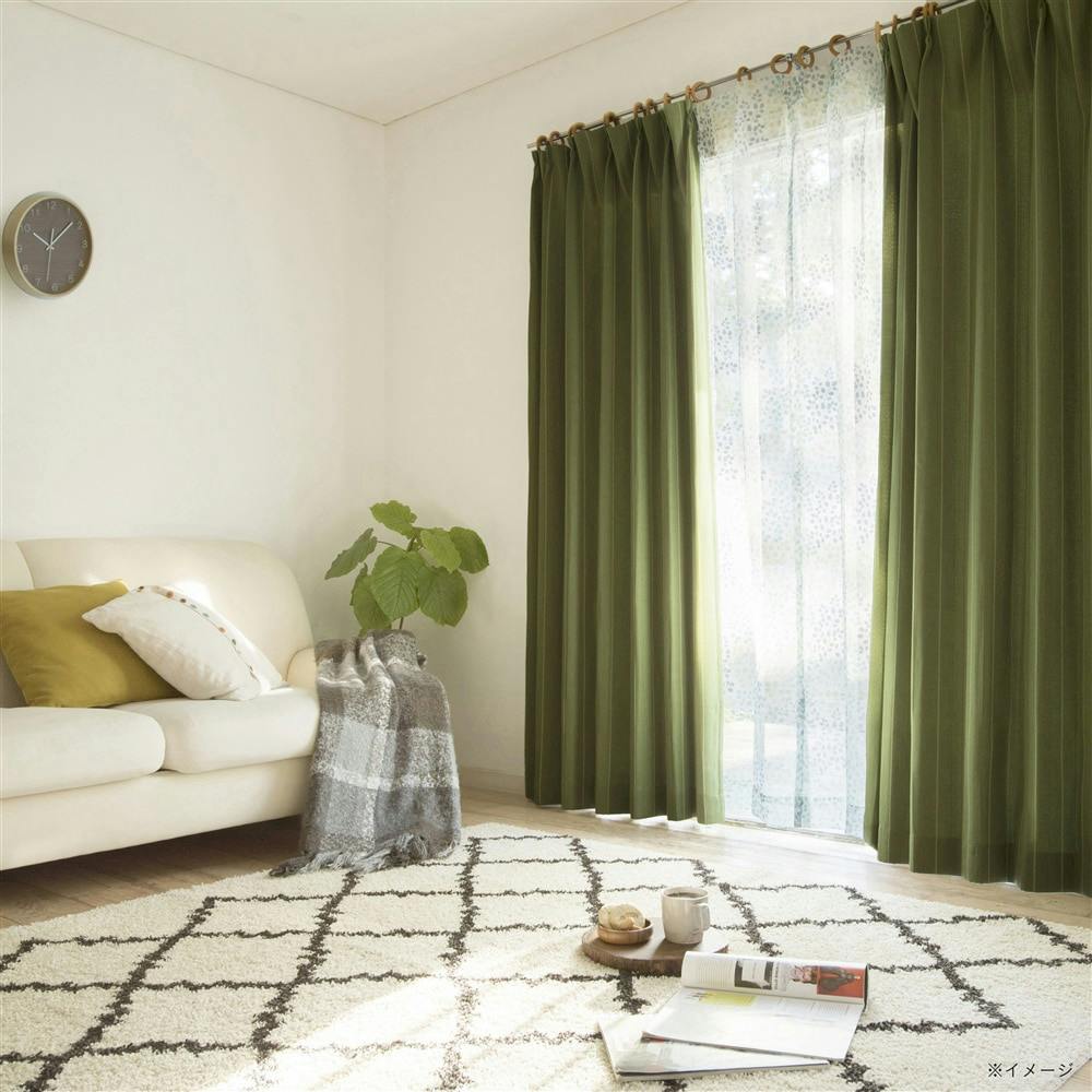 レースカーテン生地(グリーン) スミノエ PEANUTS セミオーダー レースカーテン フィールドボイル 1500