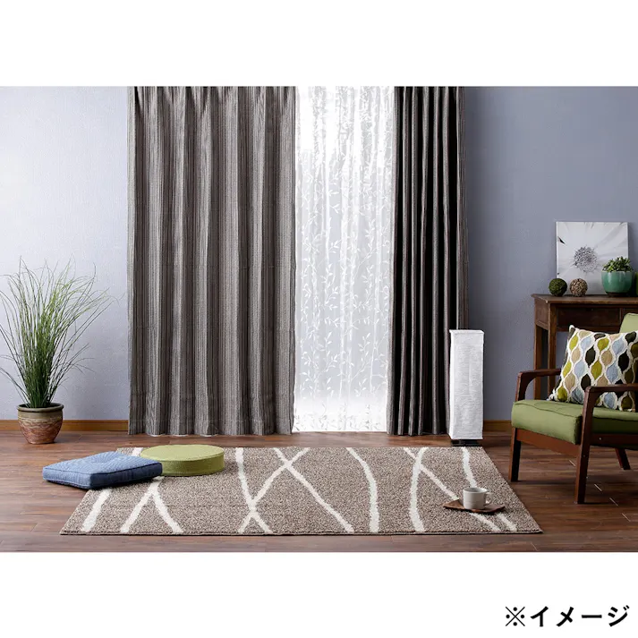 裏地付きカーテン ヒノキ ブラウン 200×230cm 1枚入