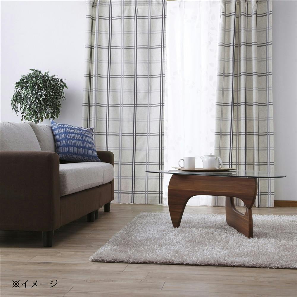 麻混フラットカーテン ナチュラル グレー 110×200cm 2枚組