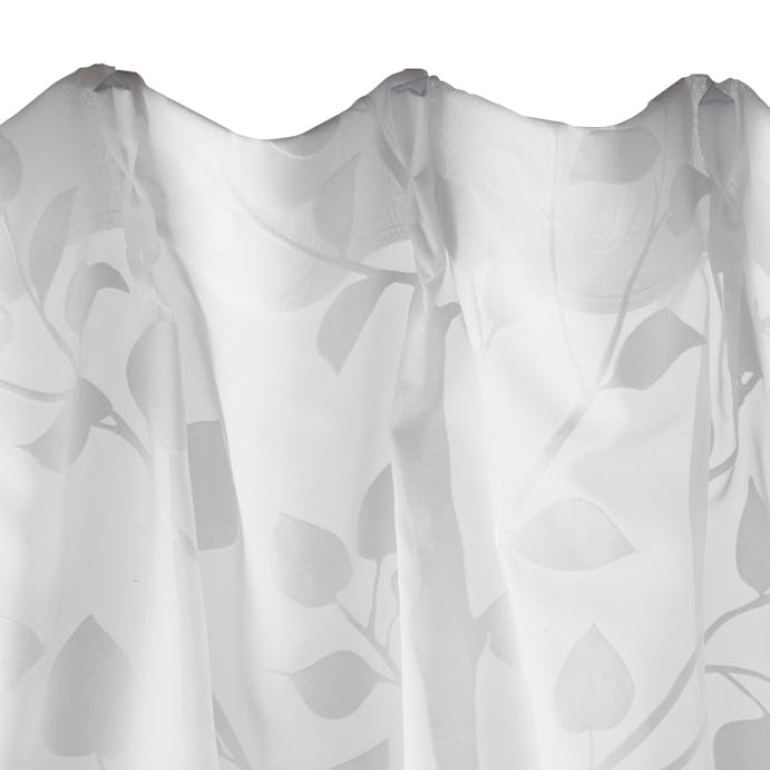 ボイル リーフィー ホワイト 100×108cm 2枚組 レースカーテン
