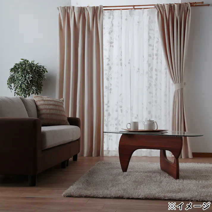 ボイル リーフィー ホワイト 200×228cm 1枚入 レースカーテン