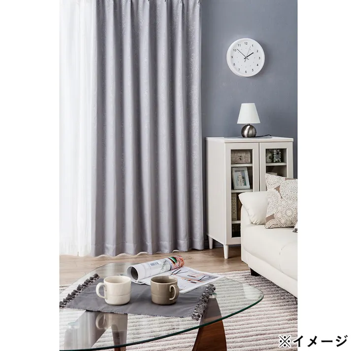 遮光性カーテン バロック グレー 150×178cm 2枚組