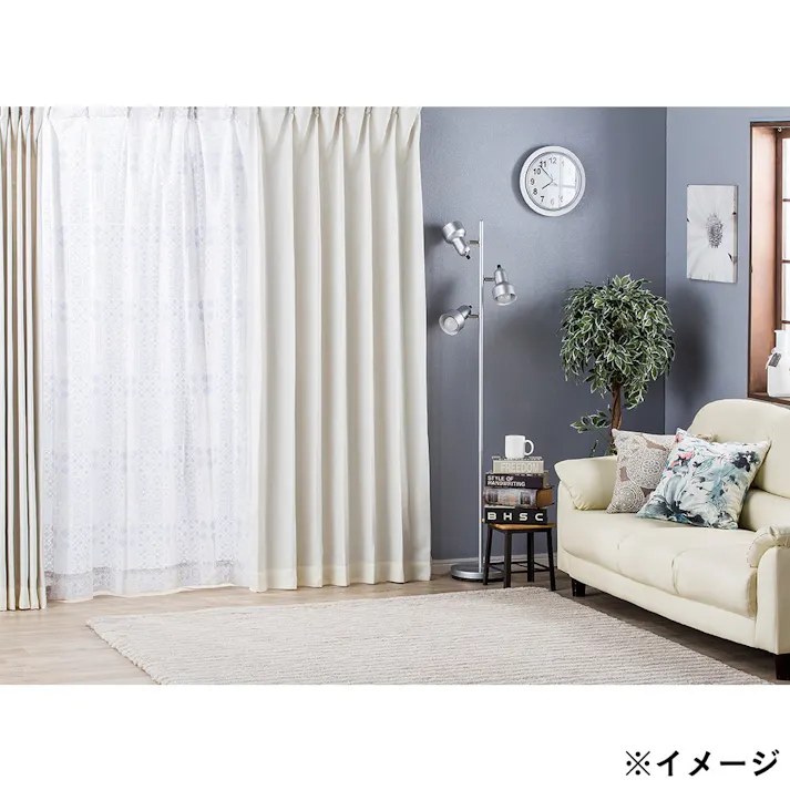 裏地付きカーテン バーチ ホワイト 100×135cm 2枚組