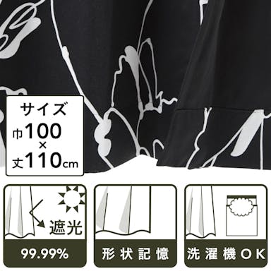 遮光性カーテン フィオーレ BK 100×110 2P(販売終了)