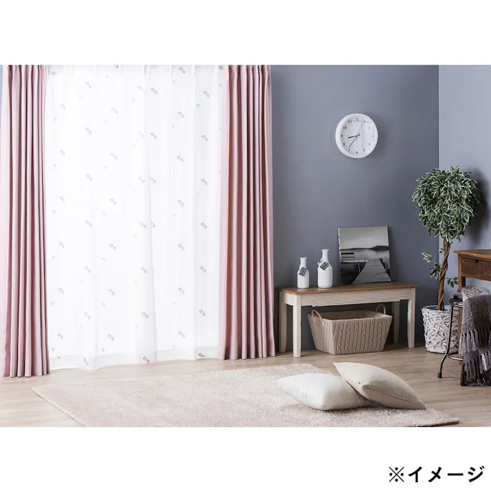 ペティート ピンク 100×108cm 2枚組 レースカーテン