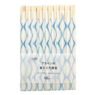 アスペン材 袋入り 元禄箸 50膳 WBH-A050