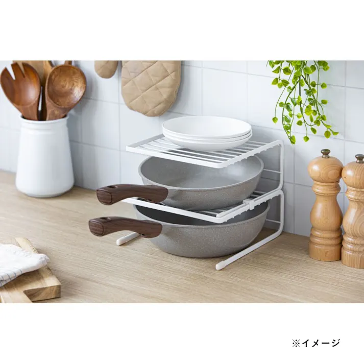 キッチンラック フライパン&皿ラック 2段