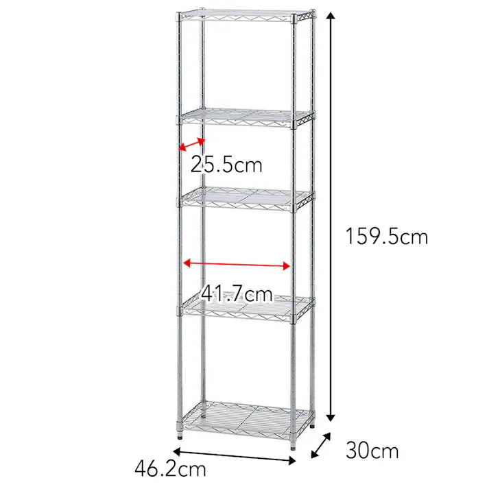 インテリアシェルフ 幅46 5段 ポール径19mm M3