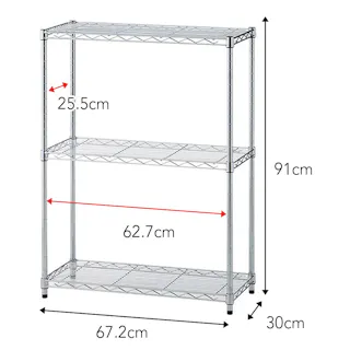 インテリアシェルフ 幅67 3段 ポール径19mm M4