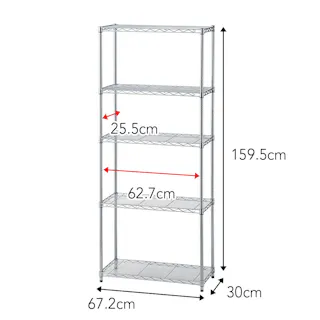 インテリアシェルフ 幅67 5段 ポール径19mm M6