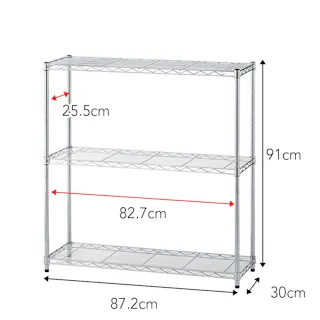 インテリアシェルフ 幅87 3段 ポール径19mm M7