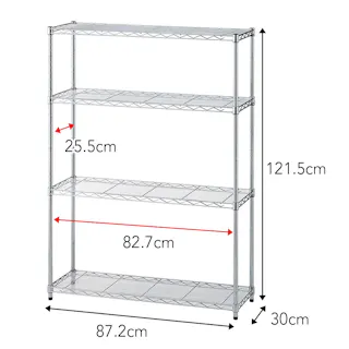 インテリアシェルフ 幅87 4段 ポール径19mm M8