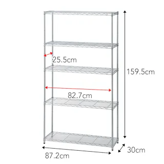 インテリアシェルフ 幅87 5段 ポール径19mm M9