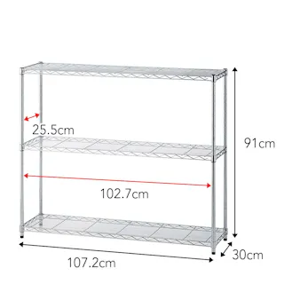 インテリアシェルフ 幅107 3段 ポール径19mm M10
