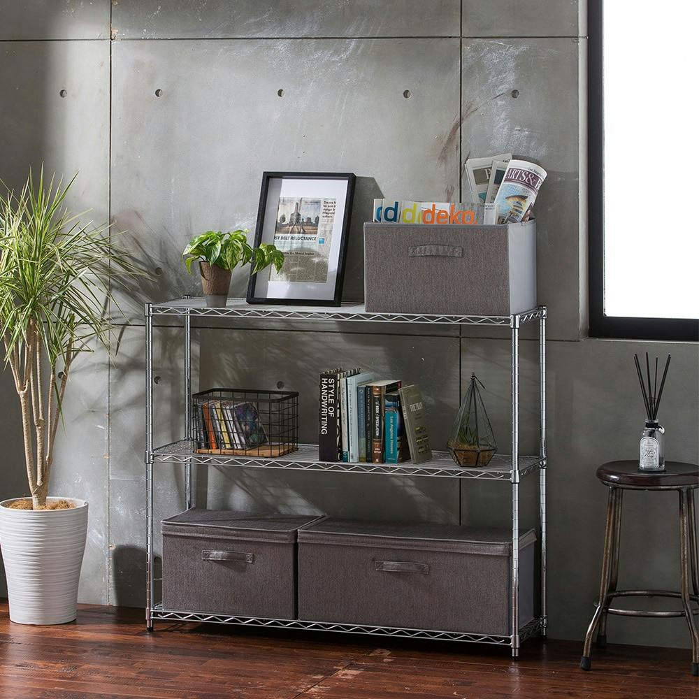 インテリアシェルフ 幅107 3段 ポール径19mm M10 | スチールラック