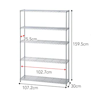 インテリアシェルフ 幅107 5段 ポール径19mm M12