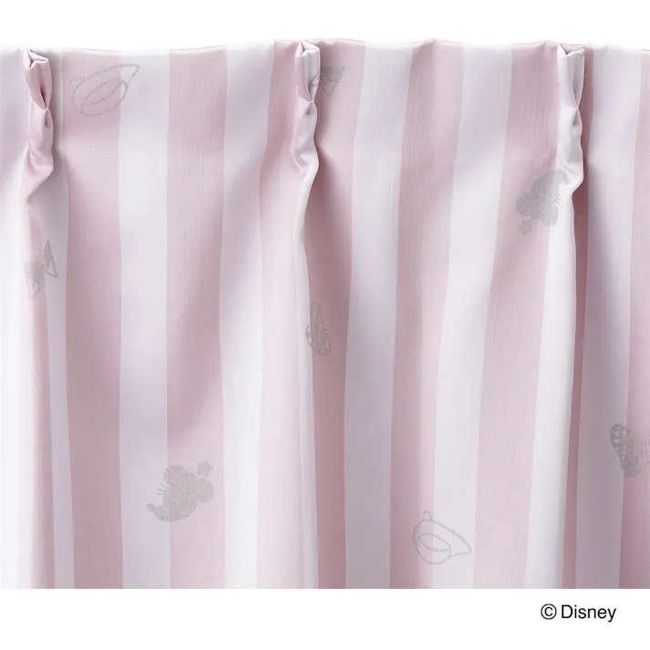 ディズニー カーテン ミニーマウス 100×135cm 2枚組 洗濯OK 形状記憶 遮光99.64% 裏地付き タッセル付き【別送品】