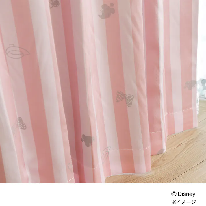 ディズニー カーテン ミニーマウス 100×230cm 2枚組 洗濯OK 形状記憶 遮光99.64% 裏地付き タッセル付き【別送品】