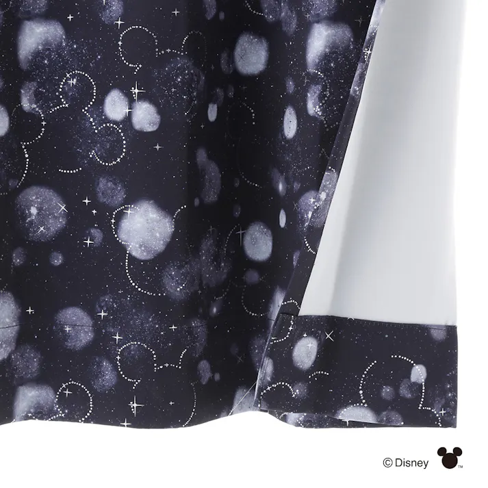 ディズニー カーテン ミッキーマウス ブラック 100×110cm 2枚組 洗濯OK 形状記憶 遮光99.98% タッセル付き【別送品】