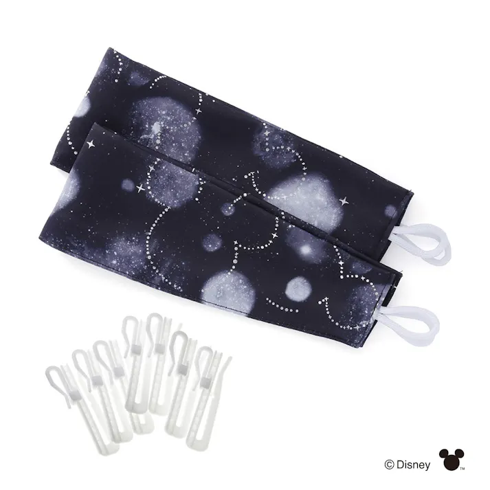 ディズニー カーテン ミッキーマウス ブラック 100×230cm 2枚組 洗濯OK 形状記憶 遮光99.98% タッセル付き【別送品】