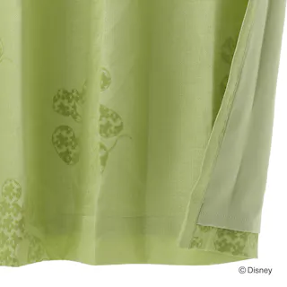 ディズニー カーテン ミッキーマウス グリーン 100×110cm 2枚組 洗濯OK 形状記憶 遮光99.40% 裏地付き タッセル付き【別送品】