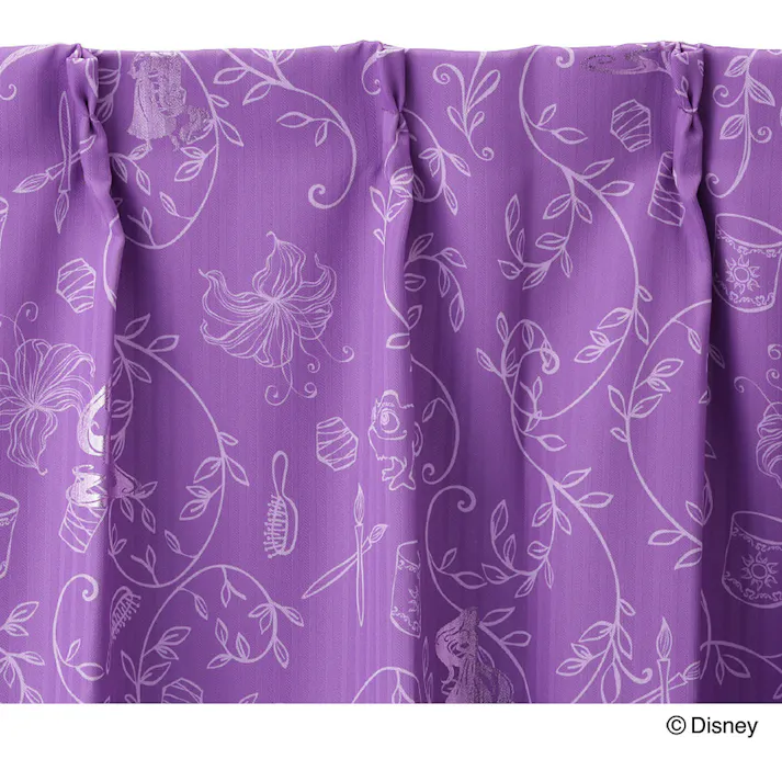 ディズニー カーテン ラプンツェル 100×135cm 2枚組 洗濯OK 形状記憶 遮光99.93% 裏地付き タッセル付き【別送品】