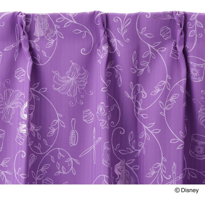 ディズニー カーテン ラプンツェル 100×230cm 2枚組 洗濯OK 形状記憶 遮光99.93% 裏地付き タッセル付き【別送品】