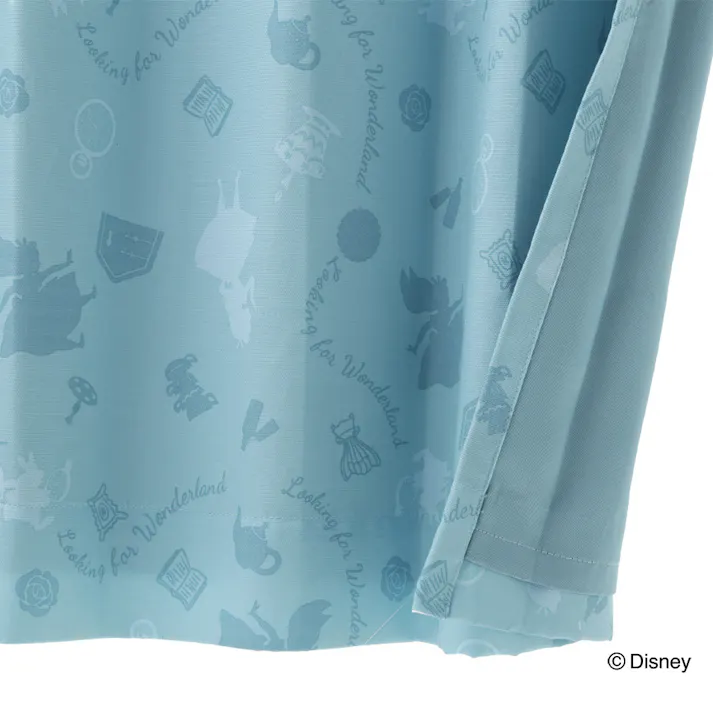 ディズニー カーテン 不思議の国のアリス 100×210cm 2枚組 洗濯OK 形状記憶 遮光99.75% 裏地付き タッセル付き【別送品】