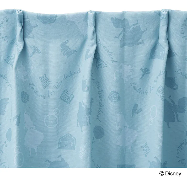 ディズニー カーテン 不思議の国のアリス 100×230cm 2枚組 洗濯OK 形状記憶 遮光99.75% 裏地付き タッセル付き【別送品】