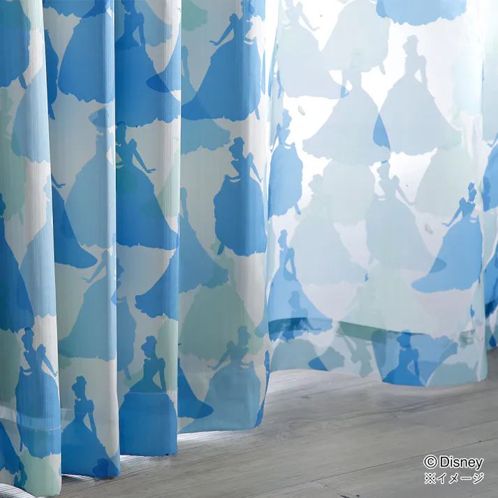 ディズニー カーテン シンデレラ 100×230cm 2枚組 洗濯OK 形状記憶 遮光99.67% 裏地付き タッセル付き【別送品】