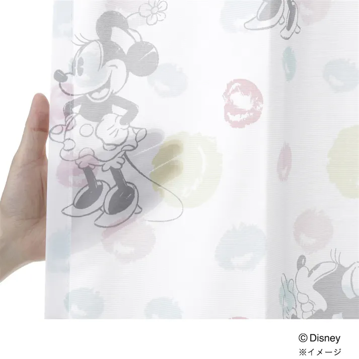 ディズニー レースカーテン ミニーマウス 100×108cm 2枚組 洗濯OK【別送品】