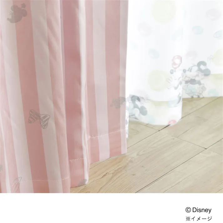 ディズニー レースカーテン ミニーマウス 100×133cm 2枚組 洗濯OK【別送品】