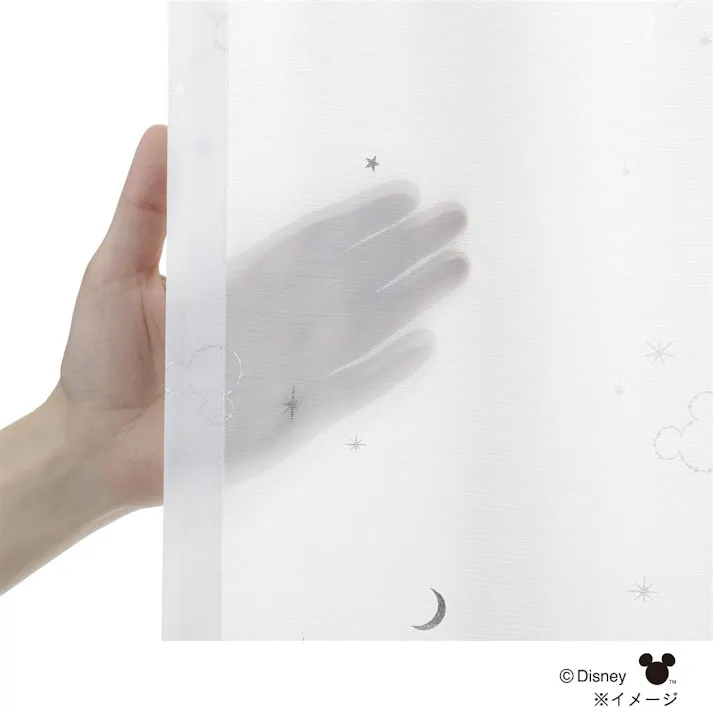 ディズニー レースカーテン ミッキーマウス ブラック 100×108cm 2枚組 洗濯OK【別送品】
