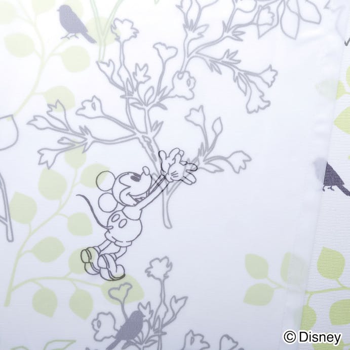 ディズニー レースカーテン ミッキーマウス グリーン 100×133cm 2枚組 洗濯OK UVカット92.6% ミラー加工【別送品】